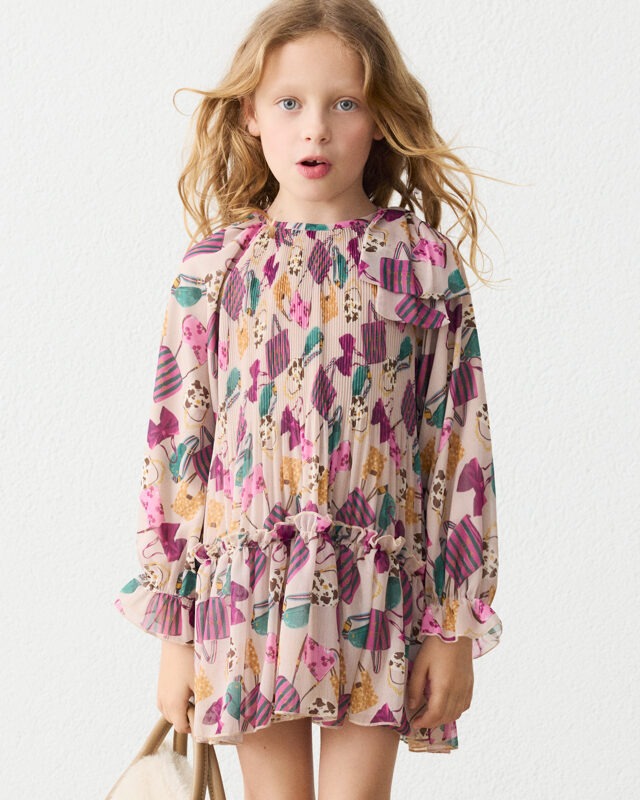 Vestido plissado estampado Mayoral